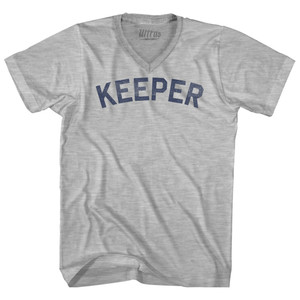 Keeper Adult Cotton V-neck T-shirt - Grey Heather