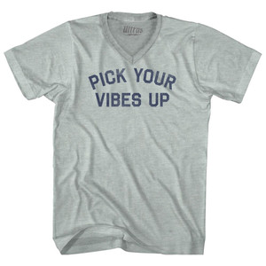 Pick Your Vibes Up Adult Tri-Blend V-neck T-shirt - Athletic Cool Grey Pick Your Vibes Up Adult Tri-Blend V-neck T-shirt - Athletic Cool Grey