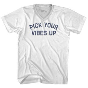 Pick Your Vibes Up Adult Tri-Blend V-neck T-shirt - White
