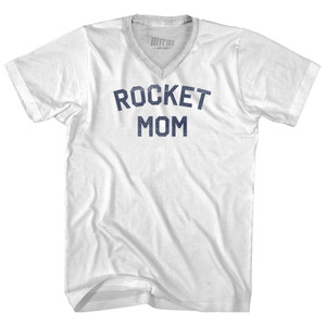 Rocket Mom Adult Tri-Blend V-neck T-shirt - White