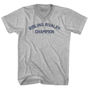 Sibling Rivalry Champion Adult Cotton V-neck T-shirt - Grey Heather