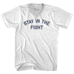 Stay In The Fight Adult Tri-Blend V-neck T-shirt - White
