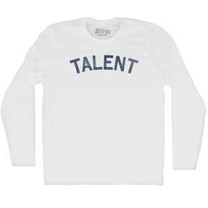 Talent Adult Cotton Long Sleeve T-shirt - White