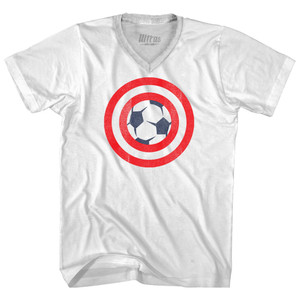 Captain USA Soccer Ball Adult Tri-Blend V-neck T-shirt - White