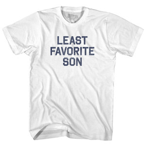 Least Favorite Son Womens Cotton Junior Cut T-Shirt - White Least Favorite Son Womens Cotton Junior Cut T-Shirt - White
