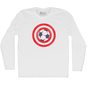 Captain USA Soccer Ball Adult Cotton Long Sleeve T-shirt - White