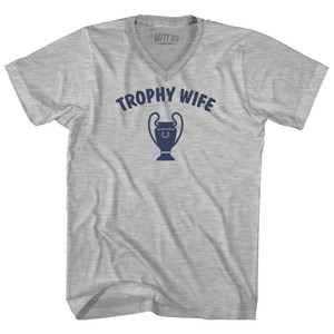 Trophy Wife Adult Cotton V-neck T-shirt - Grey Heather