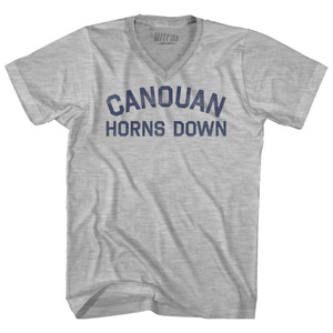 CANOUAN Horns Down Adult Cotton V-neck T-shirt - Grey Heather CANOUAN Horns Down Adult Cotton V-neck T-shirt - Grey Heather