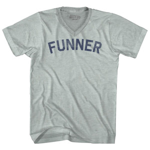 Funner Adult Tri-Blend V-neck T-shirt - Athletic Cool Grey