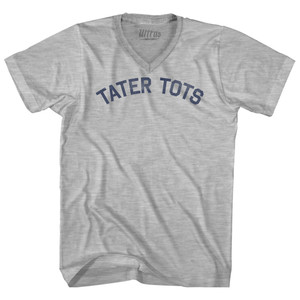Tater Tots Adult Cotton V-neck T-shirt - Grey Heather