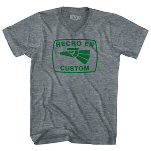 Custom Hecho En Tri-Blend V-neck Womens Junior Cut T-shirt - Athletic Grey Custom Hecho En Tri-Blend V-neck Womens Junior Cut T-shirt - Athletic Grey