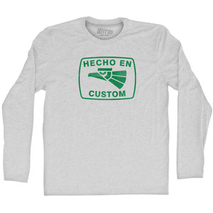 Custom Hecho En Adult Cotton Long Sleeve T-shirt - Grey Heather