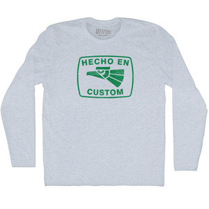 Custom Hecho En Adult Tri-Blend Long Sleeve T-shirt - Athletic White Custom Hecho En Adult Tri-Blend Long Sleeve T-shirt - Athletic White