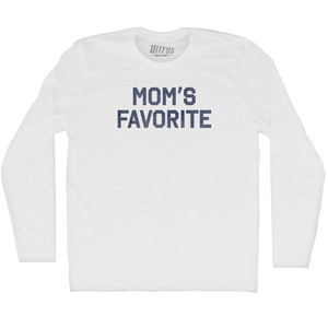 Mom's Favorite Adult Cotton Long Sleeve T-shirt - White Mom's Favorite Adult Cotton Long Sleeve T-shirt - White