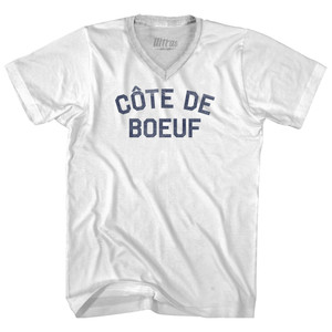 Cote De Boeuf Adult Tri-Blend V-neck T-shirt - White