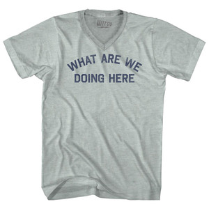 What Are We Doing Here Adult Tri-Blend V-neck T-shirt - Athletic Cool Grey What Are We Doing Here Adult Tri-Blend V-neck T-shirt - Athletic Cool Grey