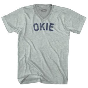 Okie Adult Tri-Blend V-neck T-shirt - Athletic Cool Grey