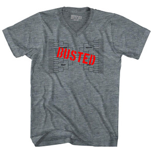 Busted Bracket Adult Tri-Blend V-neck T-shirt - Athletic Grey