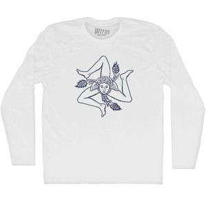 Sicily Flag Adult Cotton Long Sleeve T-shirt - White