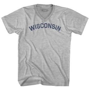 Wisconsin Adult Cotton V-neck T-shirt - Grey Heather
