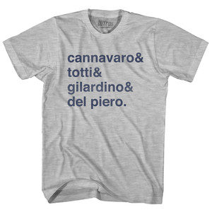 Cannavaro And Totti And Gilardino And Del Piero Italy 2006 Goal Youth Cotton T-shirt - Grey Heather Cannavaro And Totti And Gilardino And Del Piero Italy 2006 Goal Youth Cotton T-shirt - Grey Heather