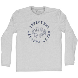 Introvert Group Therapy Adult Cotton Long Sleeve T-shirt - Grey Heather Introvert Group Therapy Adult Cotton Long Sleeve T-shirt - Grey Heather