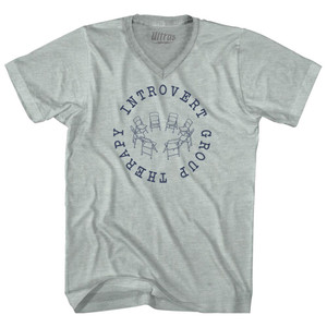 Introvert Group Therapy Adult Tri-Blend V-neck T-shirt - Athletic Cool Grey Introvert Group Therapy Adult Tri-Blend V-neck T-shirt - Athletic Cool Grey