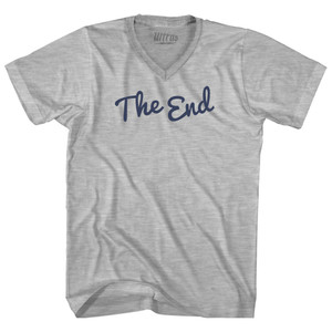 The End Adult Cotton V-neck T-shirt - Grey Heather