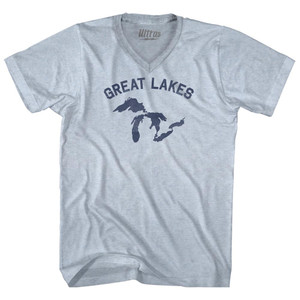 Great Lakes Adult Tri-Blend V-neck T-shirt - Athletic White