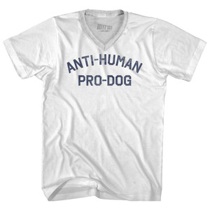 Anti-Human Pro-Dog Adult Tri-Blend V-neck T-shirt - White