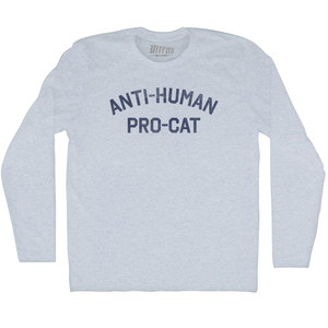 Anti-Human Pro-Cat Adult Tri-Blend Long Sleeve T-shirt - Athletic White