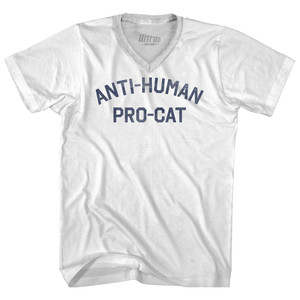 Anti-Human Pro-Cat Adult Tri-Blend V-neck T-shirt - White