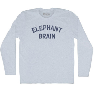 Elephant Brain Adult Tri-Blend Long Sleeve T-shirt - Athletic White