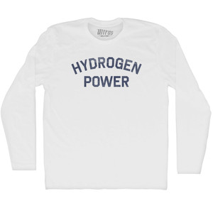 Hydrogen Power Adult Cotton Long Sleeve T-shirt - White