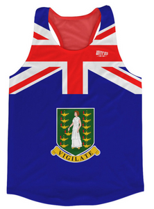 ADULT MEDIUM- British Virgin Islands Country Flag Running Tank Top Racerback Track and Cross Country Singlet Jersey Made In USA - Yellow Green- Final Sale T2