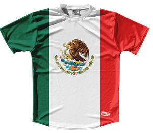 ADULT SMALL- Mexico Country Flag Running Shirt Track Cross Country Performance Top Made In USA - White Red- Final Sale  J1