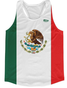 YOUTH MEDIUM- Mexico Country Flag Running Tank Top Racerback Track and Cross Country Singlet Jersey Made In USA - Green White Red- Final Sale T3