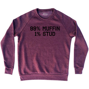 99% Muffin 1% Stud Adult Tri-Blend Sweatshirt - Cranberry