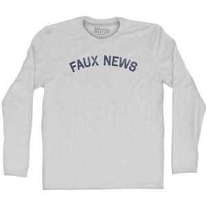 Faux News Adult Cotton Long Sleeve T-shirt - Grey Heather