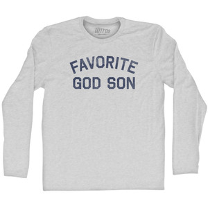 Favorite God Son Adult Cotton Long Sleeve T-shirt - Grey Heather Favorite God Son Adult Cotton Long Sleeve T-shirt - Grey Heather