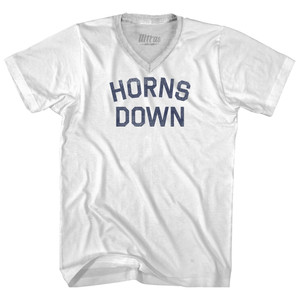 Horns Down Adult Tri-Blend V-neck T-shirt - White