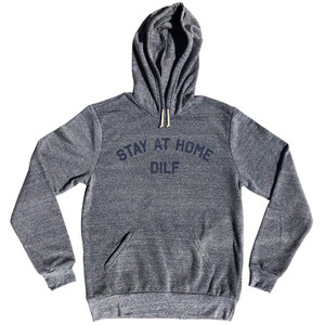 STAY AT HOME DILF Tri-Blend Hoodie - Athletic Grey