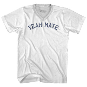 Yeah Mate Adult Tri-Blend V-neck T-shirt - White