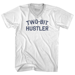 Two-Bit Hustler Adult Tri-Blend V-neck T-shirt - White