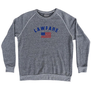 Lawfare American Flag Adult Tri-Blend Sweatshirt Athletic Grey