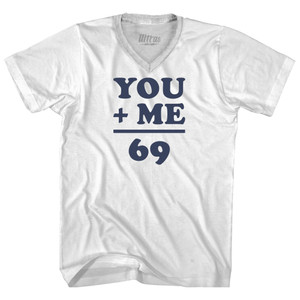 69 Math Equation Adult Tri-Blend V-neck T-shirt White