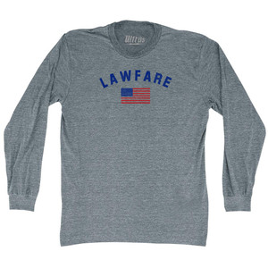 Lawfare American Flag Adult Tri-Blend Long Sleeve T-shirt Athletic Grey