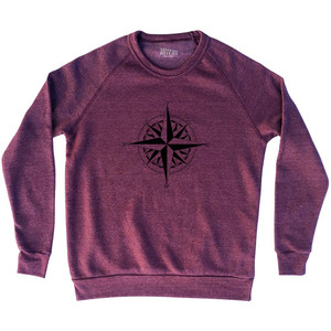 Compass Rose Adult Tri-Blend Sweatshirt Cranberry