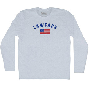 Lawfare American Flag Adult Tri-Blend Long Sleeve T-shirt Athletic White