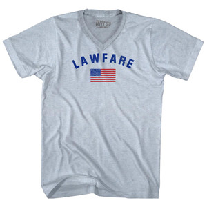 Lawfare American Flag Adult Tri-Blend V-neck T-shirt Athletic White Lawfare American Flag Adult Tri-Blend V-neck T-shirt Athletic White